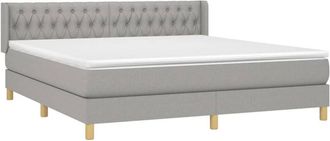 vidaXL Cama Box Spring Con Colch&oacute;n Tela Gris Claro 180x200 Cm Vidaxl