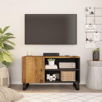 vidaXL Mueble De Tv Madera Mango Y Madera Contrachapada 80x33x46 Cm Vidaxl