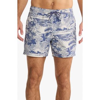 Fair Harbor The Bungalow Water Repellent Swim Trunks in Silver Palms at Nordstrom, Size Xx-Large