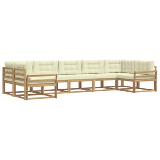 vidaXL Conjunto De Sof&aacute;s De Exterior Con Coj&iacute;n 7 Pcs Blanco Y Crema Vidaxl