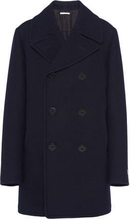 Prada double-breasted wool-blend peacoat - women - Wool/Polyamide - 36 - Blue
