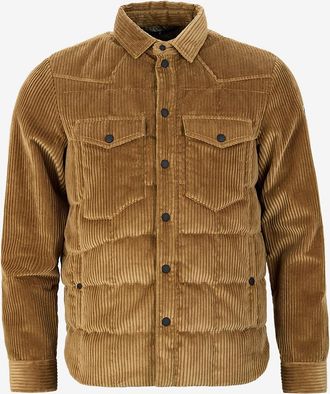 Moncler Kord-Overshirt mit Hemdkragen Gelt