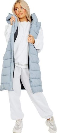 Janisramone Hooded Quilted Jacket Womens, Ladies Gilet Long Coat, Padded Sleeveless Hoodie Women, Puffer Long Jackets for Women UK with Pockets, Ladies Gilets as 