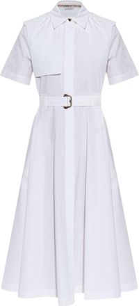 Burberry White Shirt Collar Midi Dress