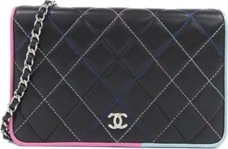 Chanel Black Leather Chain/Shoulder Wallet (Pre-Owned)