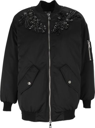 Ermanno Scervino Black Bomber Beaded Bomber Jacket