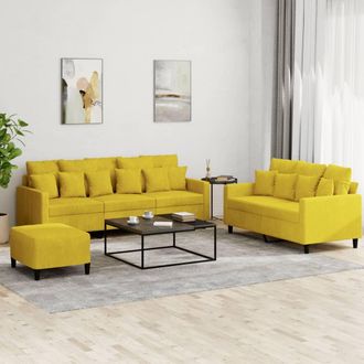 vidaXL Vidaxl - Juego De Sof&aacute;s Con Cojines 3 Piezas Terciopelo Amarillo