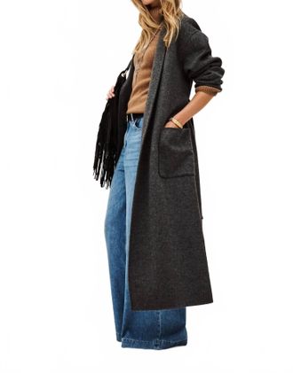 BA&SH Kay Midi-Length Coat In Anthracite