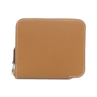 Herm&egrave;s Silkin Gold Epsom Leather Silk Coin Purse/Coin Case (Pre-Owned)