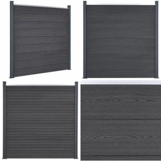 vidaXL Set Pannello di Recinzione Grigio 180x186 cm in WPC - Pannelli di recinzione - Pannelli in WPC