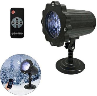 OEM L&aacute;mpara Proyector, L&aacute;mpara Proyector Navide&ntilde;a, L&aacute;mpara Led Decorativa De Copos De Nieve, Con Mando A Distancia, Patios, Interiores, Color Negro