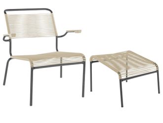 Schubiger M&ouml;bel Spaghetti-Lounger + Hocker S&auml;ntis mit Armlehnen