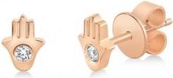 Allurez Diamond Bezel Hamsa Stud Earrings 14k Rose Gold (0.06ct)