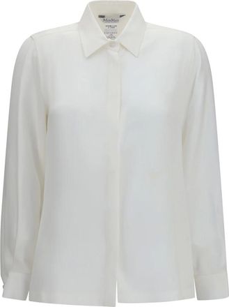 Max Mara Geranio Crepe de Chine Shirt - Dames - Blouses & Shirts - Wit - Maat: M Zijde
