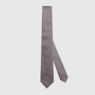 Gucci Interlocking G Silk Jacquard Tie, Grey, Silk