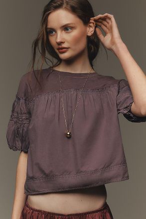 Pilcro Reworked Ruffle-Sleeve Top