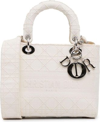 Dior 2020 Medium Cannage Lady D-Lite satchel - women - Canvas - One Size - White