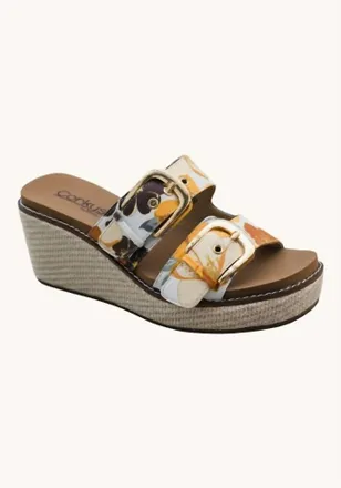Corkys Footwear Womens Manifest Wedge Sandal In Natural Hibiscus