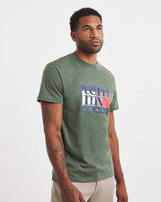 Tommy Jeans Slim Flag T-Shirt - Green