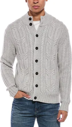 N.Peal N.Peal Oversized Cable 100% Cashmere Mock Neck Cardigan