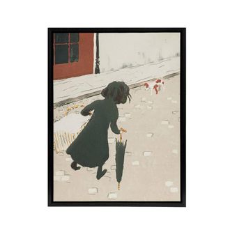 Artery8 Parisian Life The Little Laundress Bonnard Black Framed Canvas Art in Beige | Size: W24 x H32