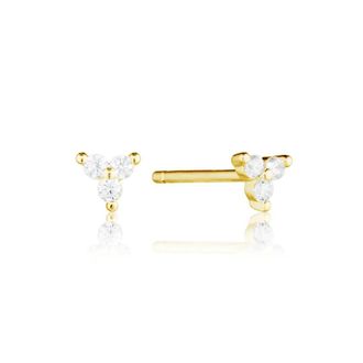 Lily & Roo Gold Triple Diamond Style Stud Earrings