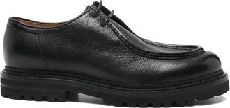 Henderson Black Deer Leather Lace-Up Closed-Toe Flats