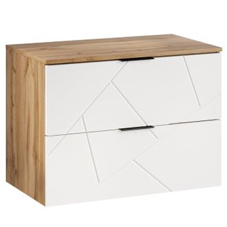 Badplaats Mueble De Ba&ntilde;o Manello 80 X 46 X 58 Cm - Roble Con Blanco Mate