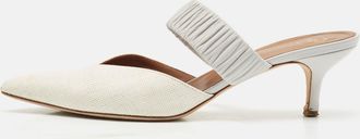 Malone Souliers White/purple Raffia And Leather Maisie Mules