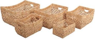 Happimess Aria Handwoven Water Hyacinth Nesting Storage Baskets with Handles in Natural at Nordstrom