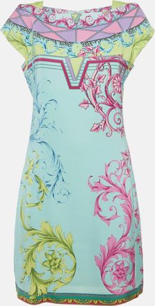 Versace Collection Multicolor Crepe Barocco Print Mini Dress
