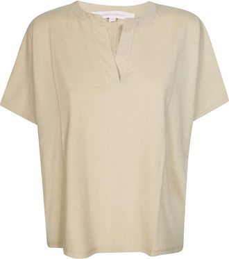 Absolut Cashmere Tiffany Polo Aperta Lino - Dames - T-shirts - Beige - XS - Linnen - Tops