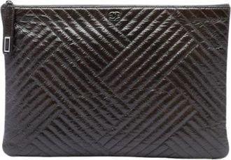 Chanel Pre-owned Leather chanel-bags - Dames - Vintage Clutch - Bruin - ONE Size - Vintage