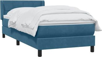 vidaXL Cama Box Spring Con Colch&oacute;n Terciopelo Azul Oscuro 90x210 Cm Vidaxl
