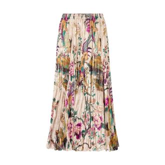 Roberto Cavalli Midi Skirts, female, Multicolor, Size: 2XS Midi Skirt With Oriental Bird Print