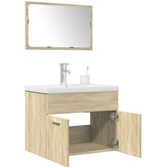 vidaXL Set De Muebles De Ba&ntilde;o 3 Pzas Madera Contrachapada Roble Sonoma Vidaxl