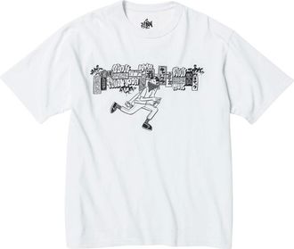 Beams Plus T-Shirts, male, White, Size: M Short Sleeve T-Shirt With Artwork