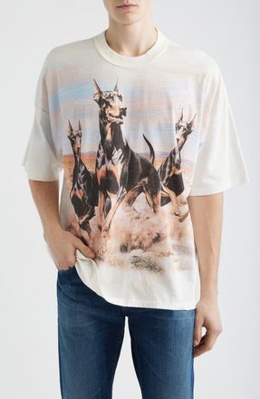 Represent Western Doberman Graphic T-Shirt in Flat White at Nordstrom, Size Xx-Large