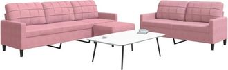 vidaXL Vidaxl - Juego De Sof&aacute;s Con Cojines 3 Piezas Terciopelo Rosa