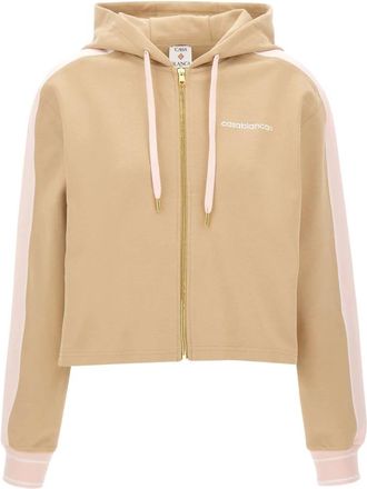 Casablanca Hoodies & sweatvesten, Dames, Beige, M, Katoen, Punto Rits Hoodie met Zijstrepen