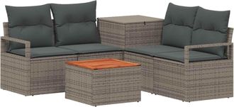 vidaXL Juego De Sof&aacute; 6 Uds. Gris Y Gris Oscuro Rat&aacute;n Sint&eacute;tico Y Acero Vidaxl
