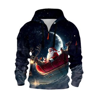 Generic Mens Christmas Hoodies Xmas Santa Claus Graphic Zip Up Cargo Jumpers Tactical Sweatshirts Long Sleeve Pullover Holiday Presents Gifts 2025, Red, XXL