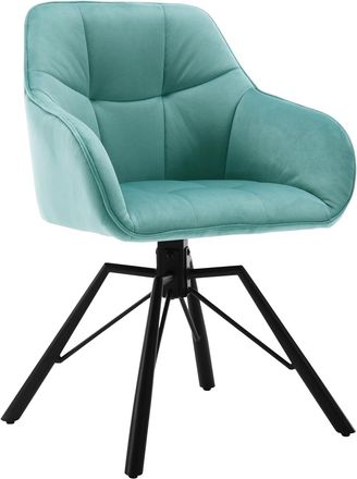 Woltu Silla De Comedor Decorativas Tapizadas En Terciopelo Transpirable Con Respaldo Ergon&oacute;mico Reposabrazos Y Patas De Metal 58x54x82 Cm Turquesa A - Woltu
