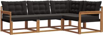 vidaXL Conjunto De Sof&aacute;s De Exterior 4 Uds. Natural Y Negro Vidaxl