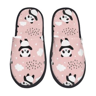Generic Camping Slippers Panda Medium House Shoes Anti-Slip Sole Slipper Warm Sleepers For Women & Men Travel Bedroom L