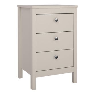 Furniture To Go Madrid Bedside Table 3 Drawers in Cashmere in Beige