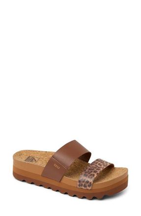 Reef Cushion Vista Hi Slide Sandal in Brown/Leopard at Nordstrom, Size 11