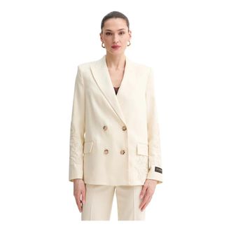 Ermanno Scervino Jassen, Dames, Beige, M, Polyester, Firenze Double-Breasted Jacket