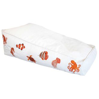 MX HOME Tumbona de exterior flotante color blanco con bordados naranja