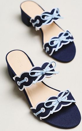 Maeve Bow Scalloped Double-Strap Block Heels